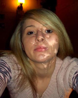 Cum Bukkake Facial tribute of slut Blonde wife