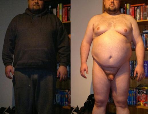 fat boy dressed undressed and posture