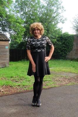 Nicola in New Black Lace Dress