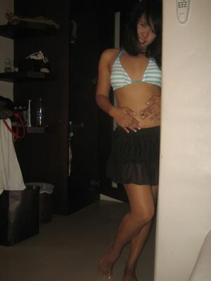 Flat Thai teen in bikini showing small tits