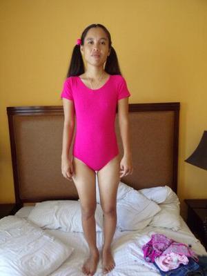 My sweet Honey in pink leotard