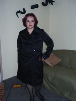 Cheating Slut Crystal Exposed Flashing Trench Coat