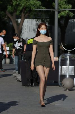 Candid - Chinese -buttoned miniskirt pantyhose mask B