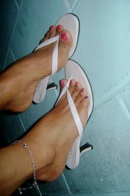 KWX - White Thong Heels