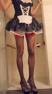 French Maid Sissy in Chastity