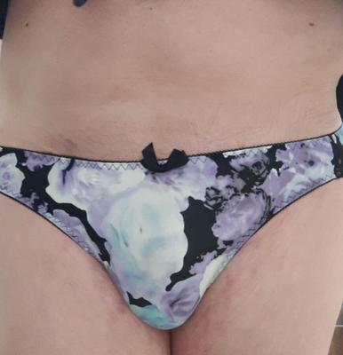 Purple flowered satin panties