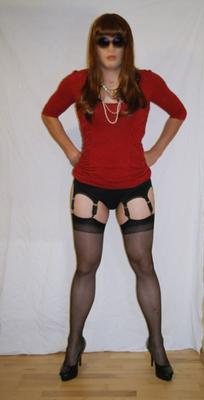 Black stockings with garter belt