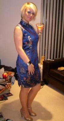 Satin Chinese dress slut drunk