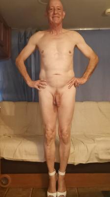 Faggot Andrew Brown Nude Wearing His New Heels