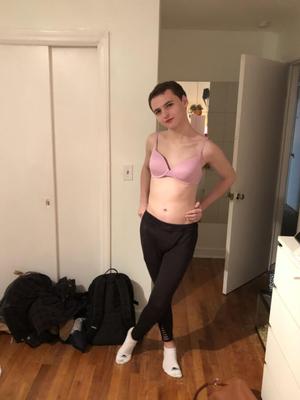 Crossdessing femboy showing off