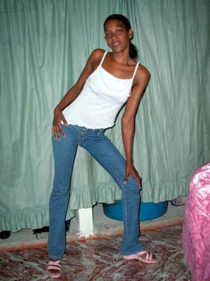 Delfina Hairy Black Dominican Girl in Blue Jeans