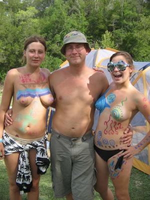 group of hippy/raver sluts at a festval