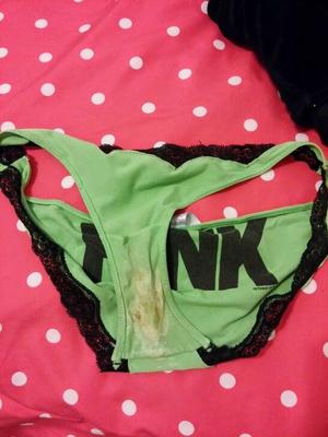 Dirty cum stained green panties