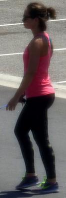 Candid Street Photos Athletic brunette in Leggings