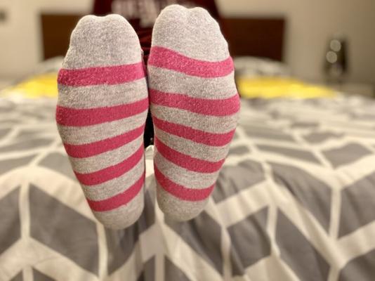 Pink & Grey Stripe Socks