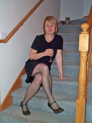 Mature MILF with firm breasts and button nipples