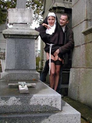 French Nadine  Sexy French Exhibitionist - Cemetery Nun