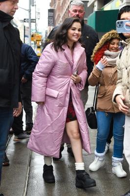 Selena Gomez - greets fans on her way to the set of Only Murders