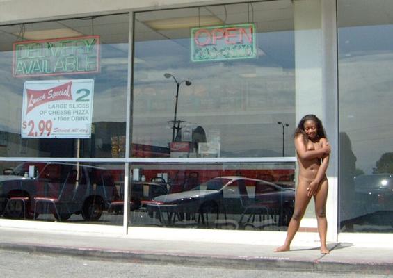 Sexy Black Women Naked and Barefoot in Public