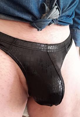 My Twelfth Gallery - bulge and boner in black shiny snakeskin