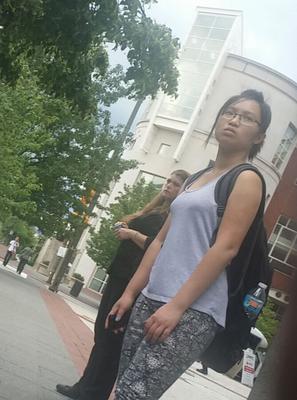 There is a pretty nn asian roaming the streets