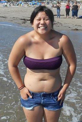 Chica Asiática En Bikini Gordita