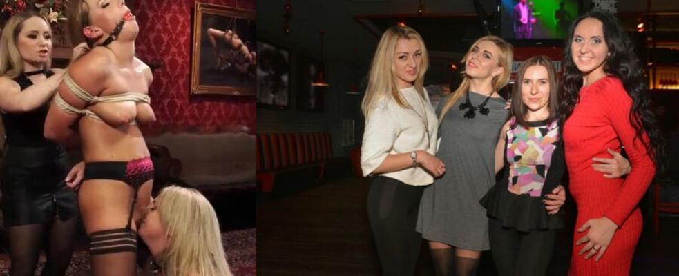 Blonde in Tights in Kiev Ukraine and  months later in USA