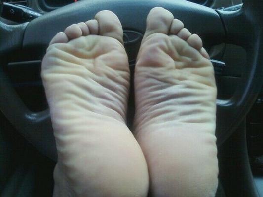 Ebony wrinkled soles taken in car from her phone..........Sabrin