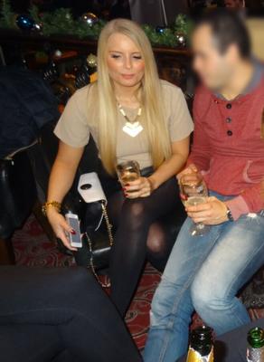 Blonde Pantyhosed in a Bar