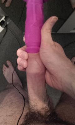 Docking a Dildo with my Uncut Cock