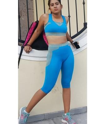 candid latina blue leggings