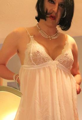 Mature CD - white babydoll