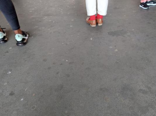 Japanese German with Loafers In Red Socks