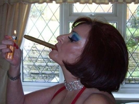 Evelyn, cigar smoking and drinking