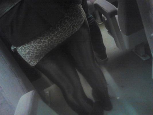 leggings e vestido leopardo no trem