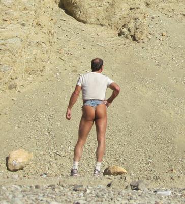 Hiking the Desert in a Cheeky Denim Thong