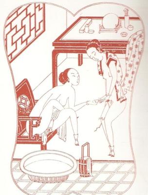 Traditionelle chinesische erotische Kunst (Lesben und weibliche Masturbation).