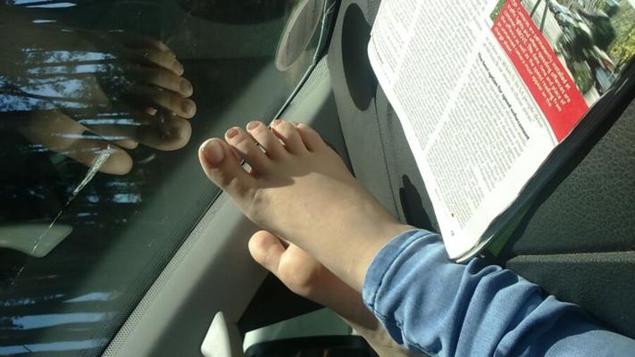 Sister in laws sweet feet on my dashboard