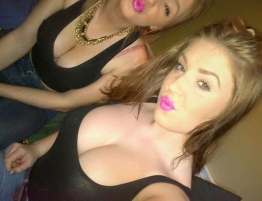 Incredibly slutty busty chav tarts with their tits hanging out!