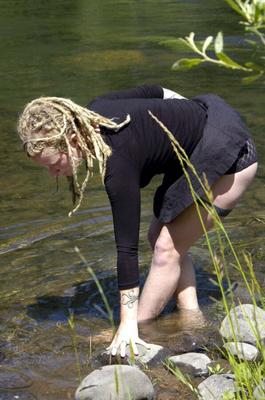 hippie goddess willow hairy blonde dreadlocks outdoors part