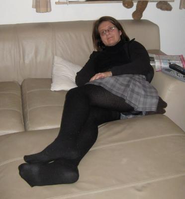 Granny in Opaque Pantyhose