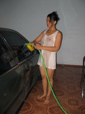 Indonesian Maid Wash a Car