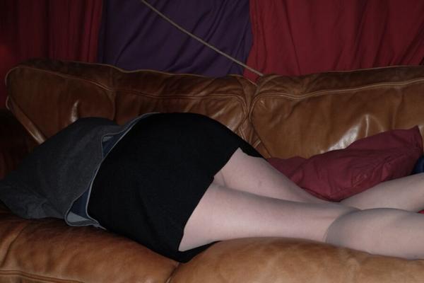 She�s drunk. Lift her skirt and down her pantyhose for cumshot