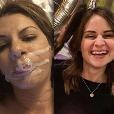 Before and after brunette cum queens