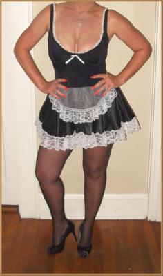 Sexy wife dressed as french maid