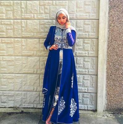 Blue and Silver Eid Abaya and Hijab