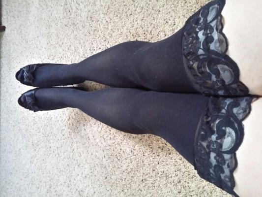 sissy jess in stockings heels and black dress