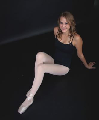 Teen ballerina Madison graduating in pantyhose