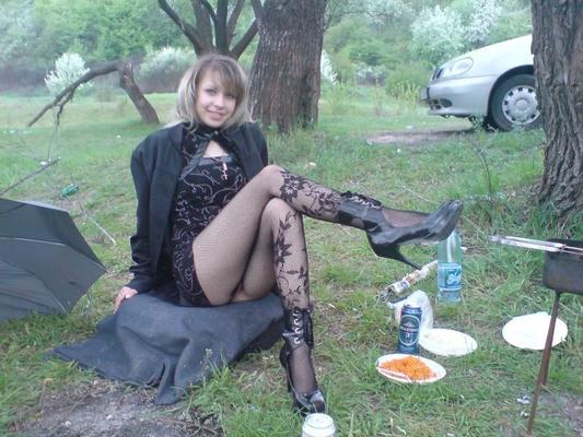 Russian girl at a picnic