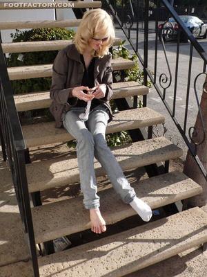 Blonde in socks